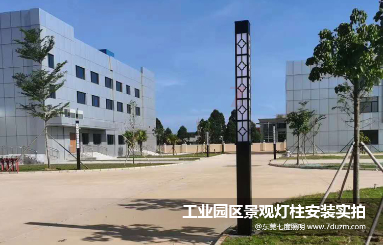 工业园区方形麻豆啪啪啪视频柱安装后实拍