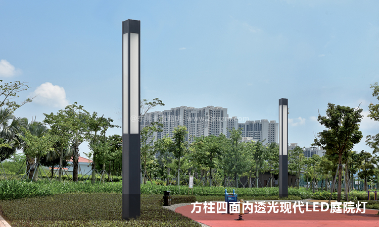 园林现代4米方形LED麻豆啪啪啪视频柱公园安装效果